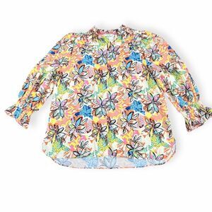 JADE Women’s Multicolor Long Sleeve Floral Blouse Size Medium